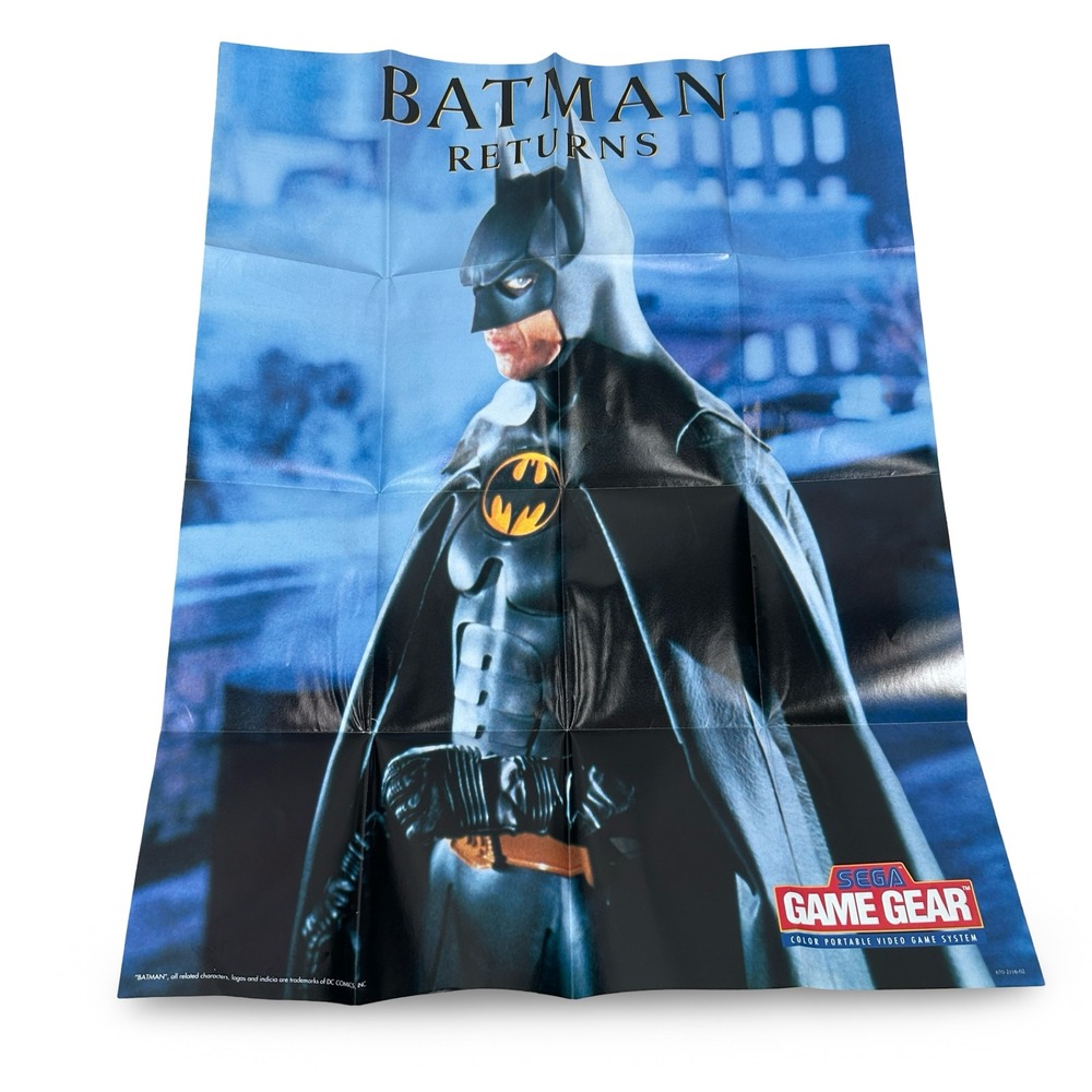 Vintage 1992 Sega Game Gear Batman Returns Sonic Genesis Fold Out Poster 18x23